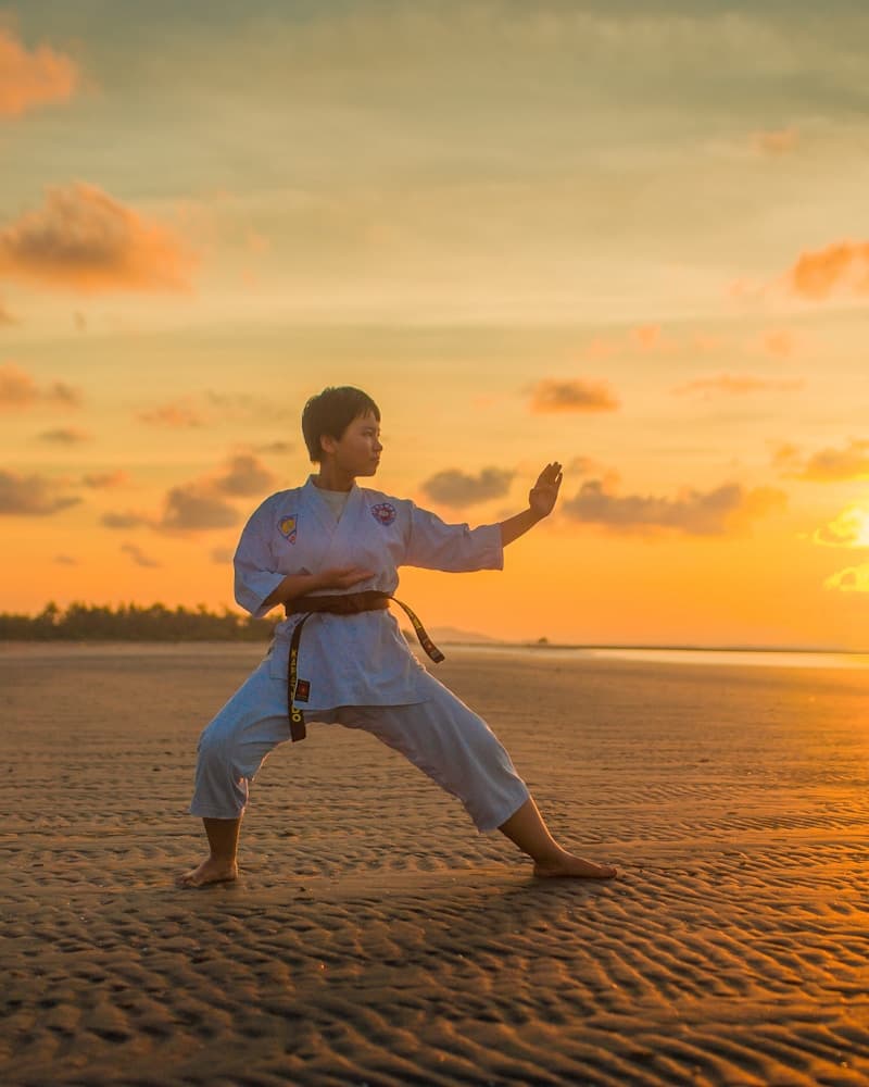 Martial arts training in a gym