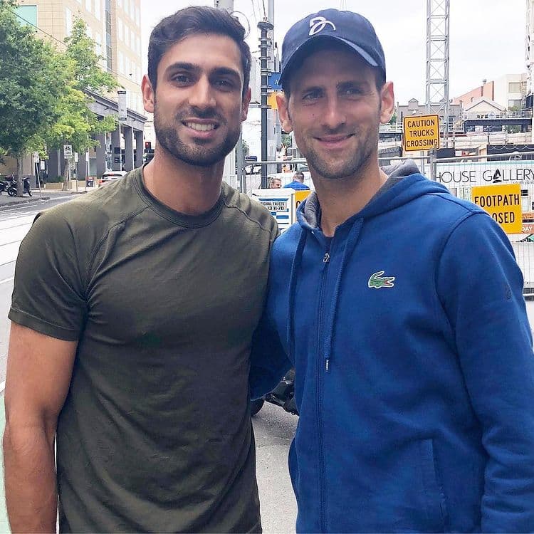 Dr Steven Singh with Novak Djokovic